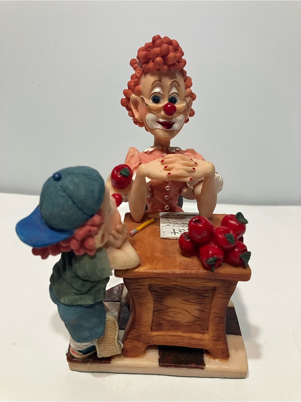 Vintage Slapstix by Cast Art Teacher Of The Year Figurine Clown Red Apples 1998